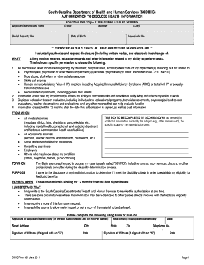 South Carolina Medicaid Authorization to Disclose Health Information