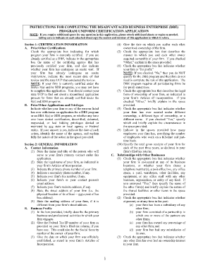 Disadvantaged Business Enterprise Certification Application