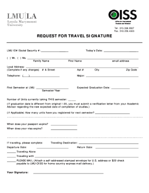 Request for Travel Signature