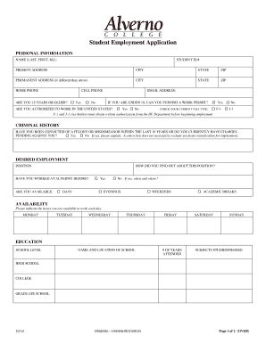 Student Employment Application