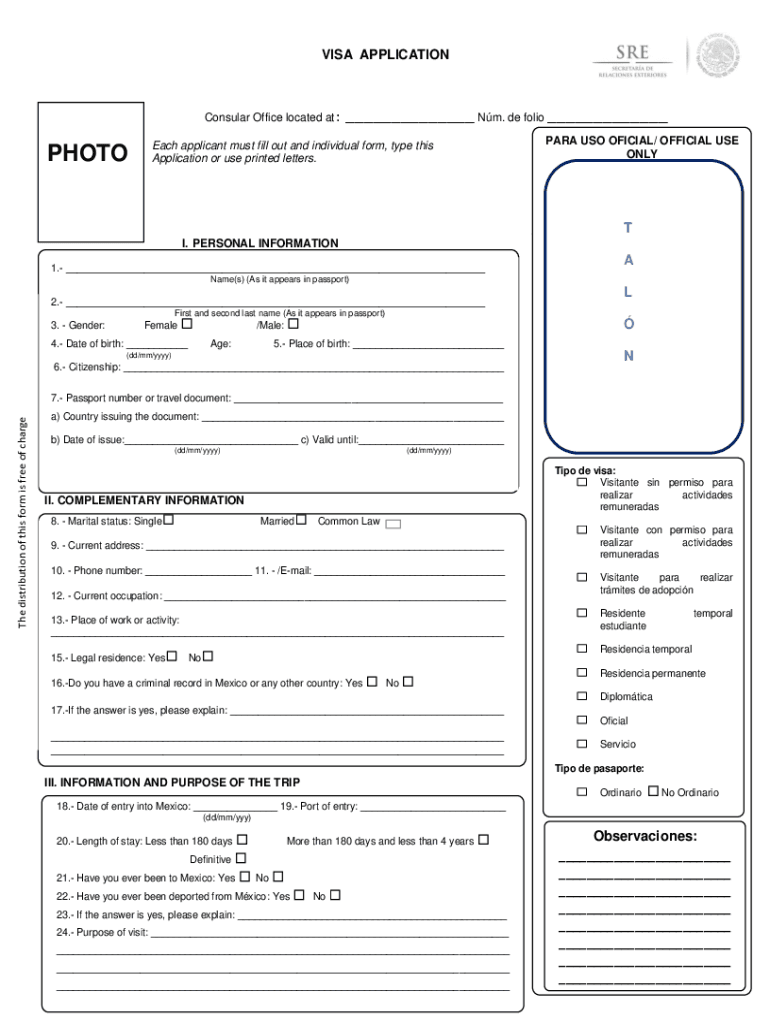 Mexico Visa Application Fill And Sign Printable Template Online US Legal Forms