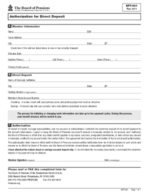 Authorization for Direct Deposit