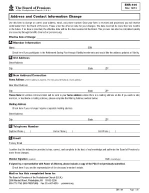 Address and Contact Information Change Form