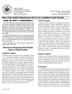 New York State Disclosure Form for Landlord and Tenant