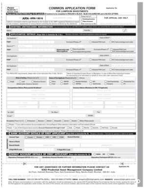 Common Application Form for Lumpsum Investments