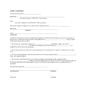 Sublet Agreement