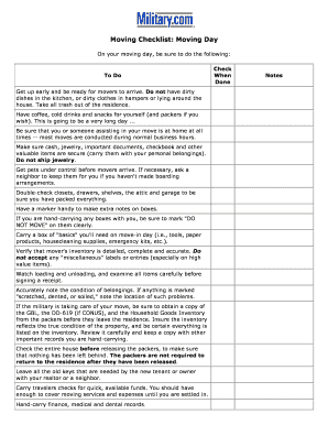 Moving Checklist: Moving Day - Military.com