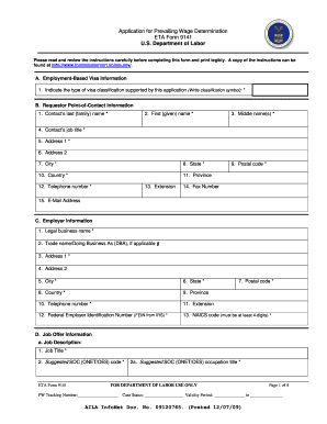 Application for Prevailing Wage Determination