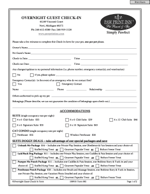 Overnight Pet Guest Check-In Form