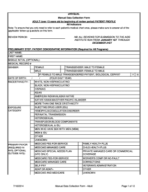 HIVQUAL Adult Patient Profile Form