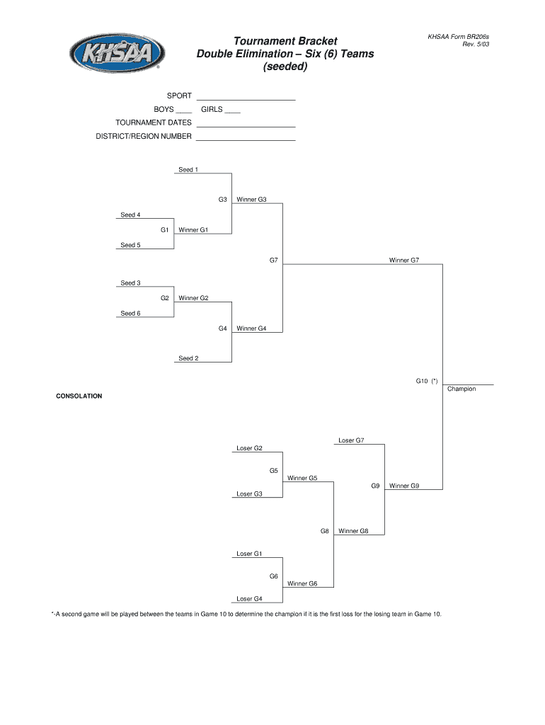 6 Team Double Elimination Bracket Fill Online Printable Fillable