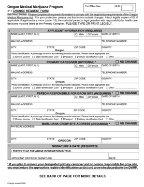 Oregon Medical Marijuana Program Change Request Form