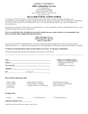 Emory University Disability Self-Identification Form