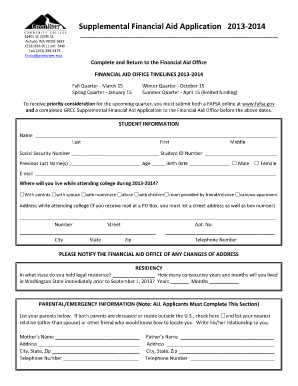 Supplemental Financial Aid Application