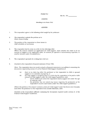 Form 70J Answer to Petition