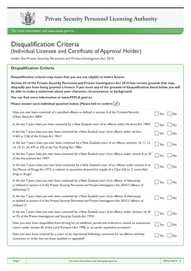Private Security Personnel License Disqualification Form