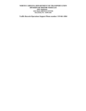 North Carolina DMV Crash Report Requisition Form