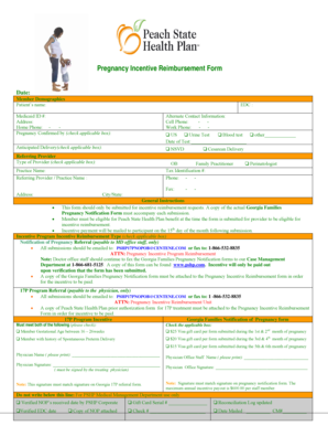 Pregnancy Incentive Reimbursement Form