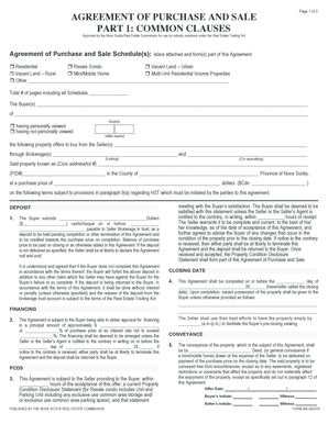 Nova Scotia Real Estate Purchase and Sale Agreement