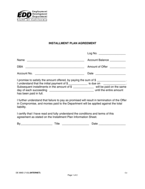 Installment Plan Agreement