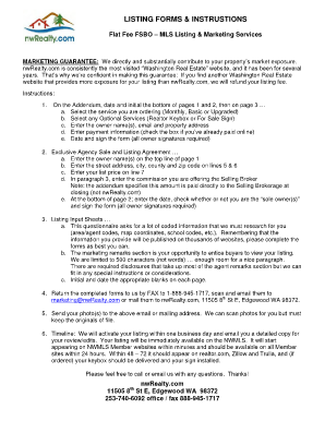 Washington FSBO MLS Listing Addendum