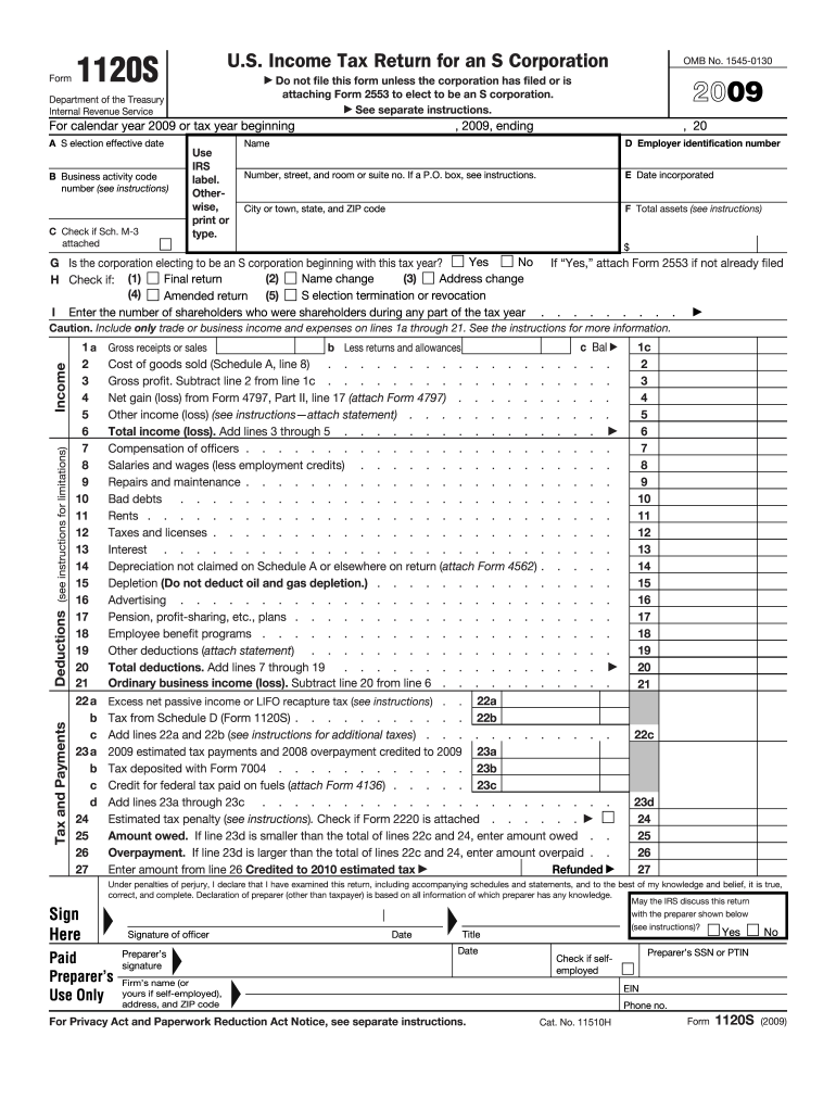 2009 form 1120 Preview on Page 1