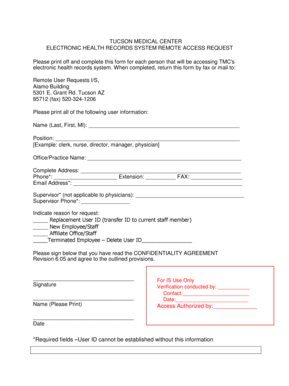 Tucson Medical Center Remote Access Request