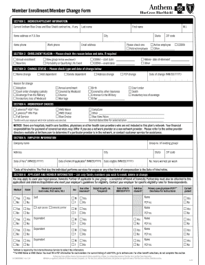 Anthem Blue Cross Member Enrollment Form