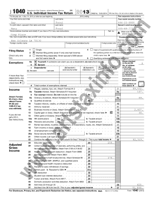 US Individual Income Tax Return 2013