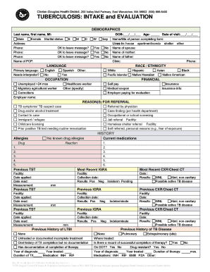 Tuberculosis Intake and Evaluation Form