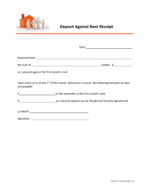 Deposit Against Rent Receipt. Index ready This form is used in a variety of situations, such as, but not limited to