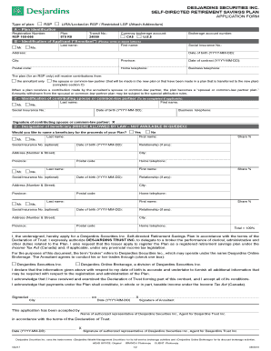 Desjardins Securities Self-Directed Retirement Savings Plan Application
