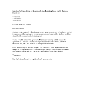Letter To Cancel Contract from www.pdffiller.com