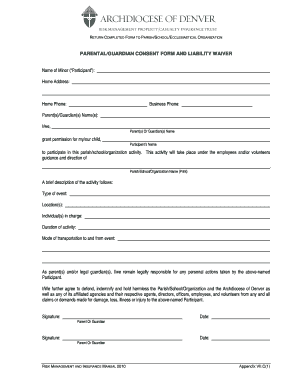 Parental Guardian Consent Form and Liability Waiver