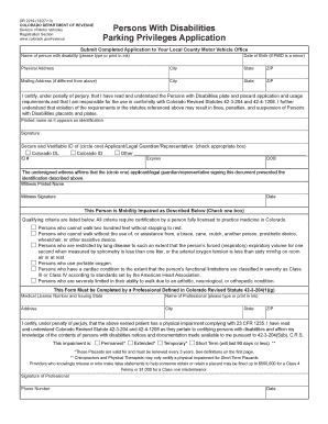 Colorado Disability Parking Privileges Application