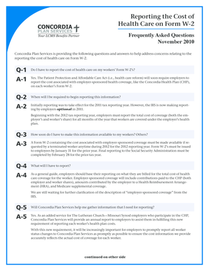 Reporting Health Care Costs on Form W-2