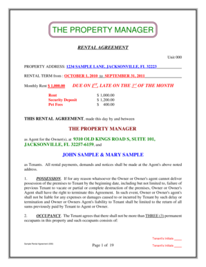 Sample rental agreement - tpm rental