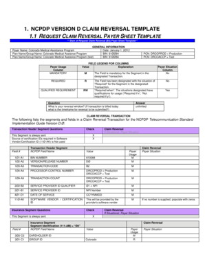 NCPDP Version D Claim Reversal Template