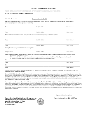 Security Alarm License Application