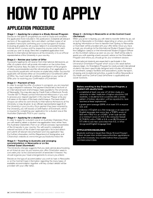 University of Newcastle Study Abroad Application Form
