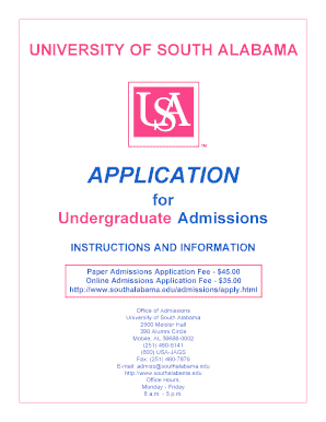 University of South Alabama Undergraduate Application