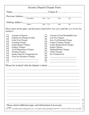 Security Deposit Dispute Form