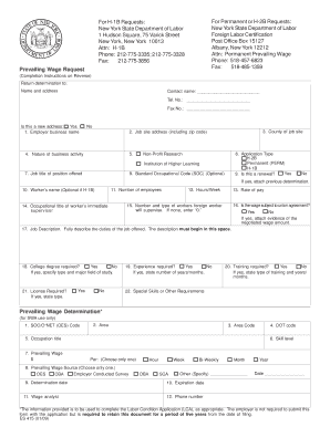 New York Prevailing Wage Request Form