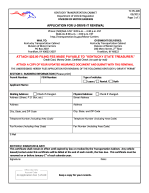 Kentucky U-Drive-It Permit Renewal Application