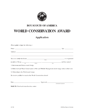 World conservation award application fillable form