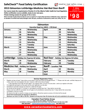 Alberta Section 31 Food Safety Certification