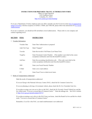 US Department of Justice Travel Authorization Form
