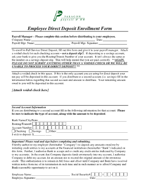 Employee Direct Deposit Enrollment Form