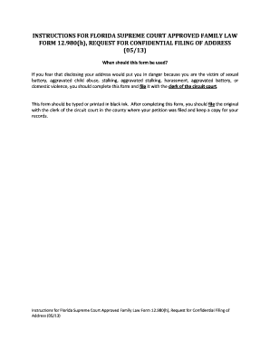 Florida Request for Confidential Filing of Address