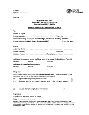Protection Work Response Notice
